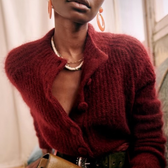 SEZANE Tom Burgundy Jumper - Picture 2 of 9